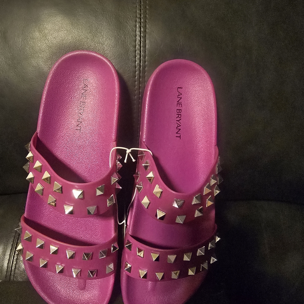 Lane Bryant Pink Studded Slides